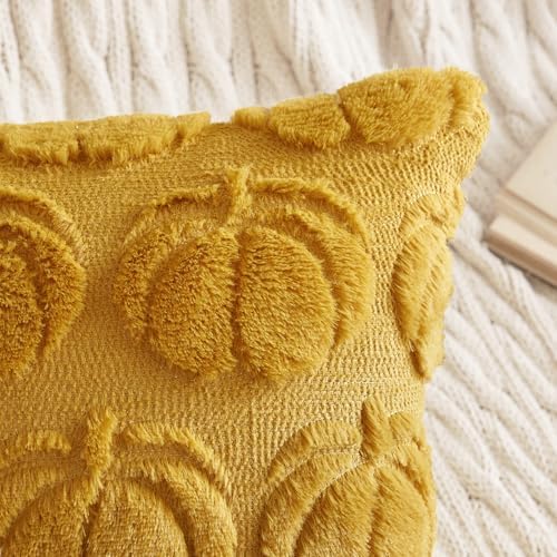 MIULEE Fall Pillow Covers Pumpkin Fall Decor 18x18 Mustard Yellow - Image 2