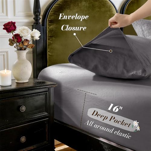 SONORO KATE 100% French Linen Full Size Sheets Set, Natural Flax Bedding - Image 6