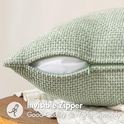 MIULEE Decorative Couch Throw Pillow Covers 18x18 Inch Light Green 2 Pack - Image 5