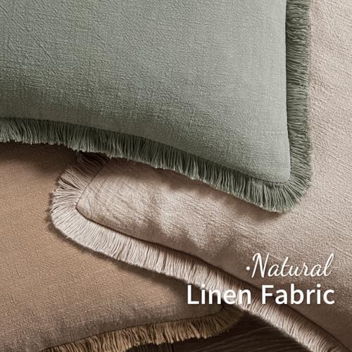 MIULEE Natural Linen Fringe Decorative Lumbar Throw Pillow Covers 12x20 - Image 4