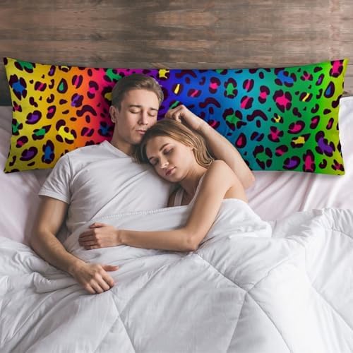 Rainbow Leopard Body Pillow Pillowcase Colorful Cheetah Long Body Pillow Cover - Image 6