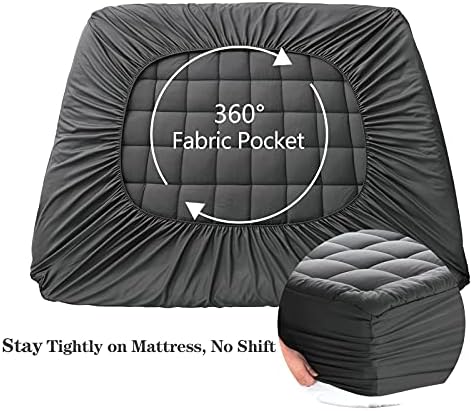 EASELAND Twin XL Mattress Pad Pillow Top Dorm Mattress Topper Dark Grey - Image 5