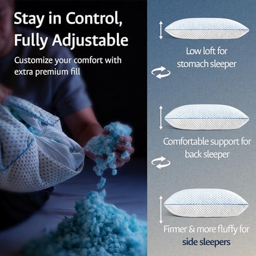 Adjustable Cooling Gel Memory Foam Pillows Queen Size Set of 2 - Image 2