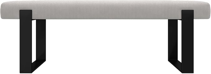 VANT Upholstered Bed Bench - Ribbed Stone - Matte Black - Contemporary Modern, Bedroom Bench Seat, Hallway, or Entryway