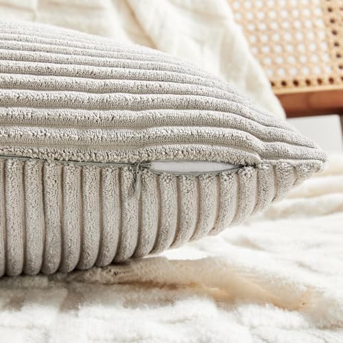 Fancy Homi 2 Packs Neutral Grey Long Lumbar Decorative Throw Pillow Covers - Image 4