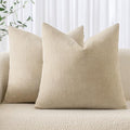 MIULEE Textured Chenille Throw Pillow Covers 20x20 Inch Beige by MIULEE
