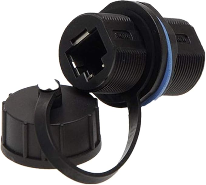 Panel Mounting Shielded RJ45 Waterproof Cat5/5e/6 8P8C Connector Ethernet LAN Cable Connector Double Head Coupler Adapter Female to Female with Waterproof/Dust Cap