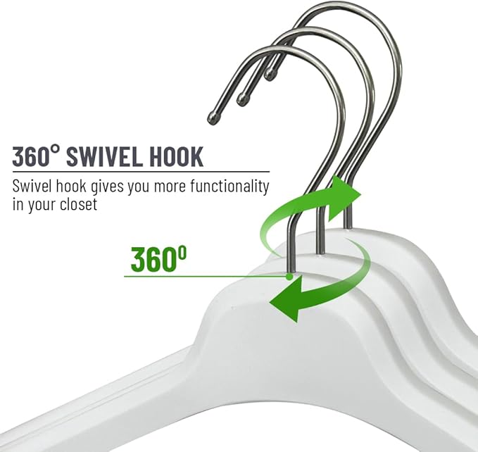 All Hung Up Hangers Plastic Coat Hangers, Clothes Hangers (White, 12pk)