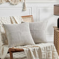 Fancy Homi 2 Packs Neutral Grey Decorative Throw Pillow Covers 22x22 Inch by Fancy+Homi