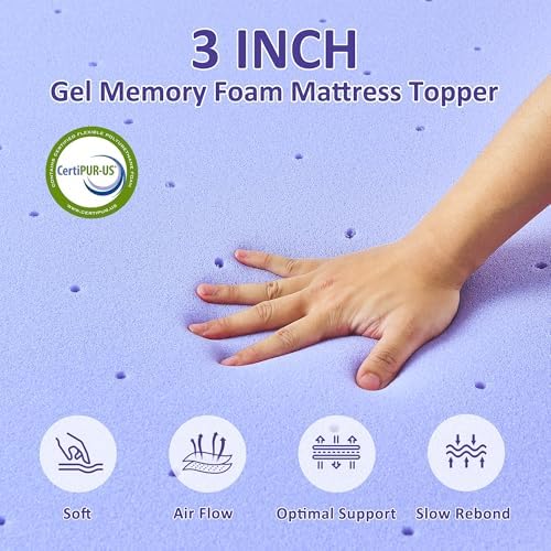 3 Inch Gel Memory Foam Mattress Topper California King Size - Image 5