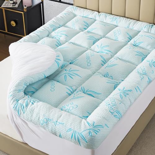 WhatsBedding 5 Inch King Mattress Topper Breathable Bamboo Viscose Air Layer by WhatsBedding