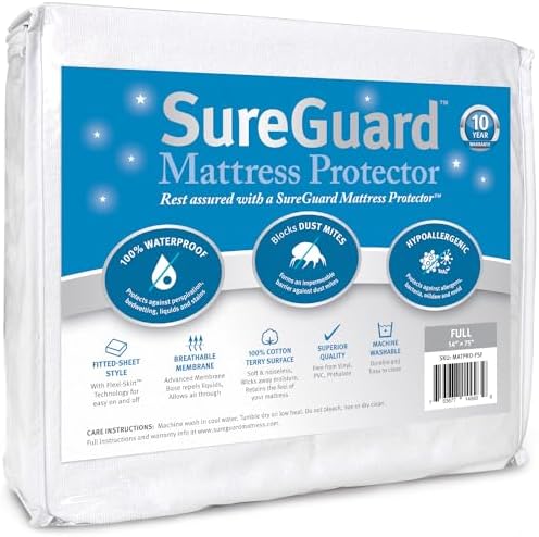 SureGuard Waterproof Mattress Protector, Full Size Mattress Cover by SureGuardMattressProtectors