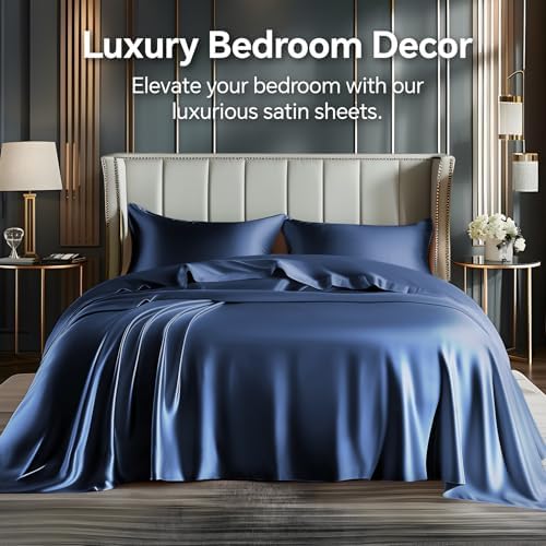 BEDELITE Satin Sheets Full Size Bed Set, 4 Pieces - Image 2