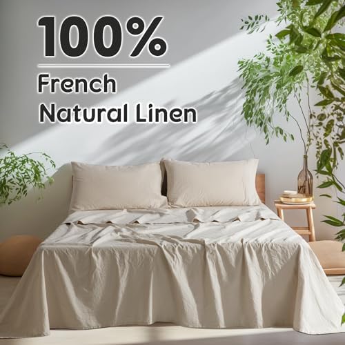 SONORO KATE 100% French Linen Queen Size Sheets Set, Extra Deep Pocket - Image 2