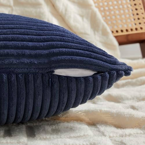Fancy Homi 2 Packs Navy Blue Lumbar Decorative Throw Pillow Covers 16x32 Inch - Image 3
