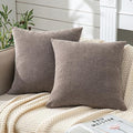 GAWAMAY Taupe Gray Chenille Throw Pillow Covers 24x24 Set of 2 by GAWAMAY