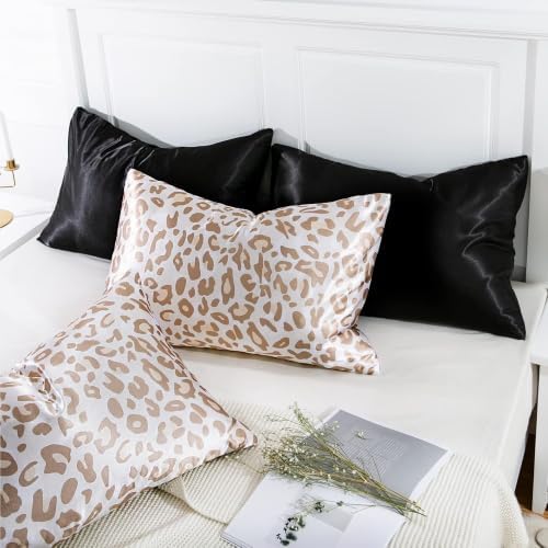 MR&HM Satin Pillowcase 2 Pack, Standard Size 20"x26", Champagne Leopard - Image 5