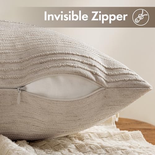 MIULEE Decorative Striped Throw Pillow Covers 20x20 in Natural Linen 2 Pack - Image 7