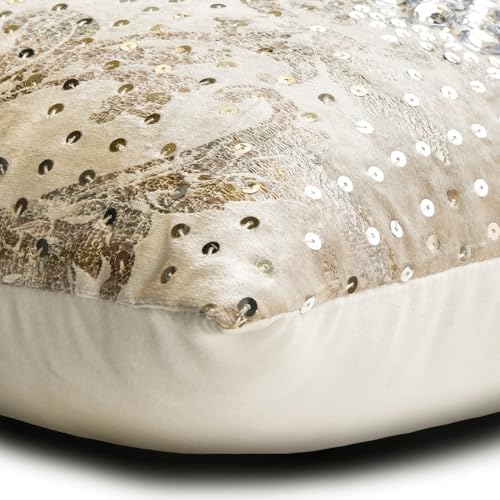 The HomeCentric Decorative Ivory & Gold Pack of 2, Velvet Foil & Crystal - Image 2