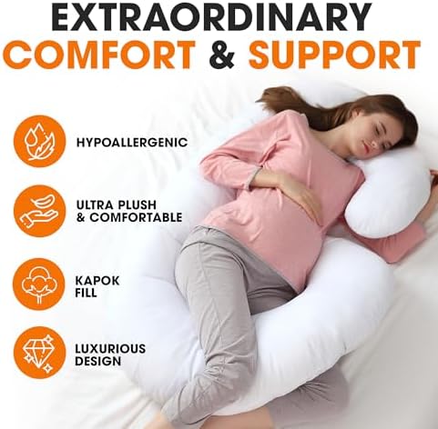 Cheer Collection Natural Kapok J Shaped Body Pillow - Image 2