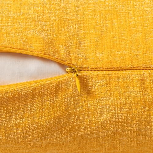MIULEE Soft Chenille Throw Pillow Covers Goose Yellow 20x20 Inch Pack of 2 - Image 3