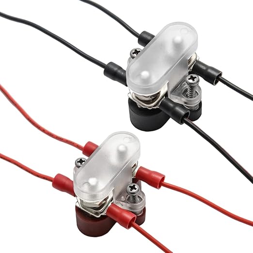 Heart Horse Bus Bar Terminal Block 1/4'' Power Stud Battery Junction Post Distribution Block Insulated with Cover DC 48V 300A for Auto Truck RV Boat (1/4'',Red+Black)