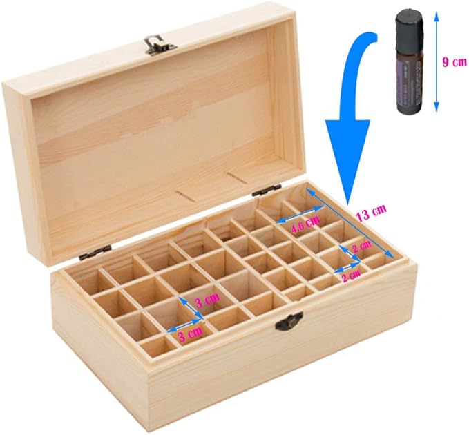 FantasyDay Essential Oil Storage Box Case,Essential Oil Storage Tier,Wooden Organizer Holds 36 Bottles 5 mL, 10 mL and 15mL Sizes,for Travel, Presentation, Nail Polish
