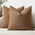 MIULEE Fall Decorative Striped Throw Pillow Covers 22x22 Sugar Brown 2 Pack by MIULEE