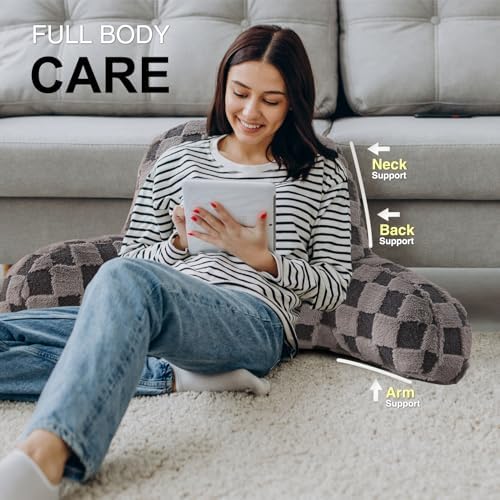 Aimuan Reading Pillow Checkered Bed Rest Wedge Backrest Checkerboard Pillow - Image 4