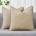 Allorry Throw Pillow Covers 24x24 Oatmeal Chenille Solid Home DecorSY014D24 by Allorry
