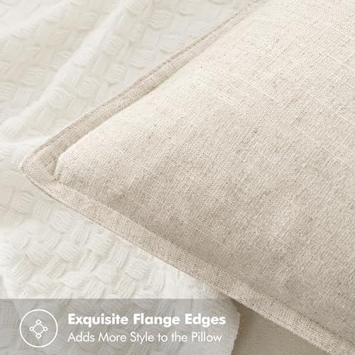 MIULEE Decorative Linen Euro Sham Pillow Covers 28x28 Inch Natural Beige - Image 2