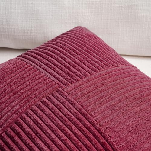Fancy Homi 2 Packs Burgundy Long Lumbar Decorative Throw Pillow Covers 16x24 - Image 3