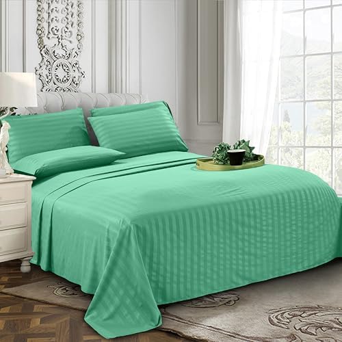 Elegant Comfort 6-Piece Damask Stripe Sheet Set, Paradise Teal - Image 3