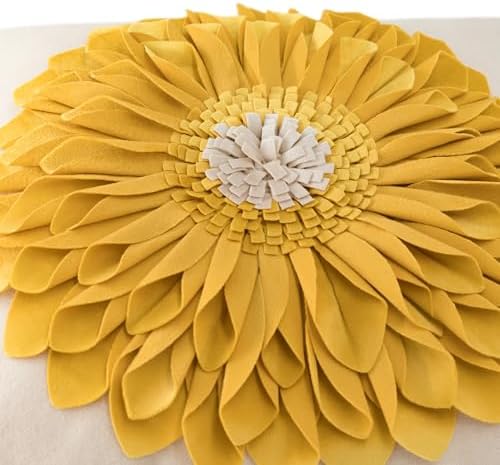 OiseauVoler Decorative 3D Sunflower Throw Pillow Covers 18x18 Inch Yellow - Image 5
