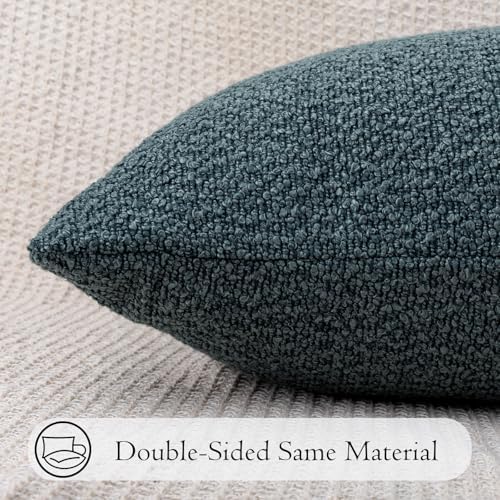 JoraLion 12x24 inch Boucle Lumbar Pillow Cover, Dusty Blue Woven Texture - Image 6