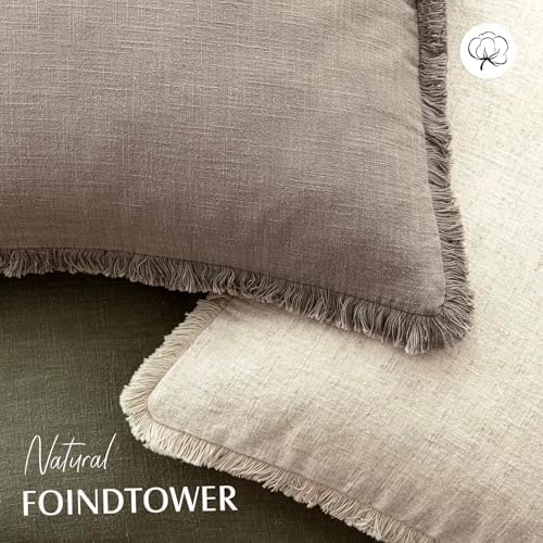 Foindtower Decorative Linen Fringe Throw Pillow Covers 26×26 Inch - Image 4