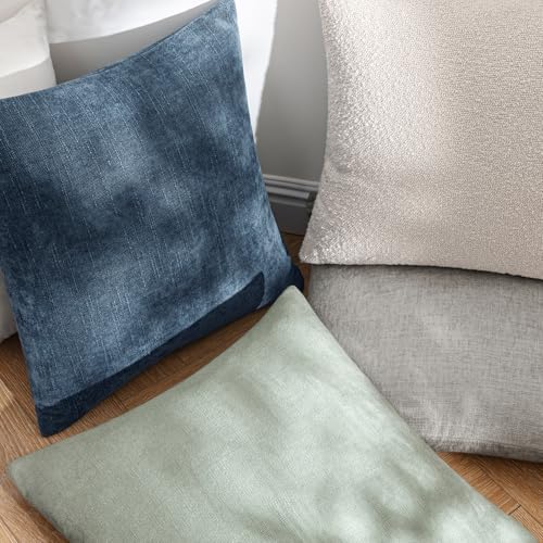 MIULEE Textured Chenille Throw Pillow Covers 20x20 Inch Smoke Blue - Image 5
