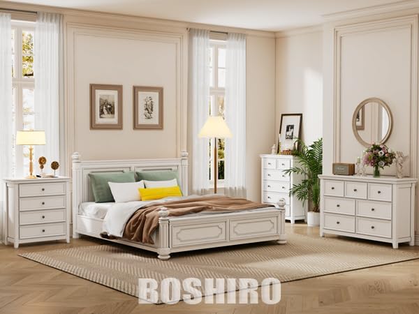 White Dresser for Bedroom, White 7 Drawers Dresser, Modern 7 Chest of Drawers, Closet Dresser, Farmhouse Dresser with 7 Storage Drawers Cabinet for Home Office, Study Room