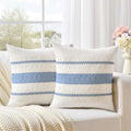 Fancy Homi Set of 2 Boho Light Blue Decorative Throw Pillow Cover 22x22 Inch by Fancy+Homi