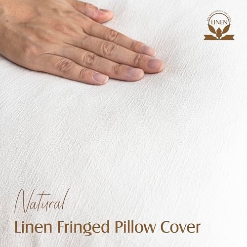 Foindtower Decorative Linen Fringe Lumbar Throw Pillow Covers 12×24 White - Image 2