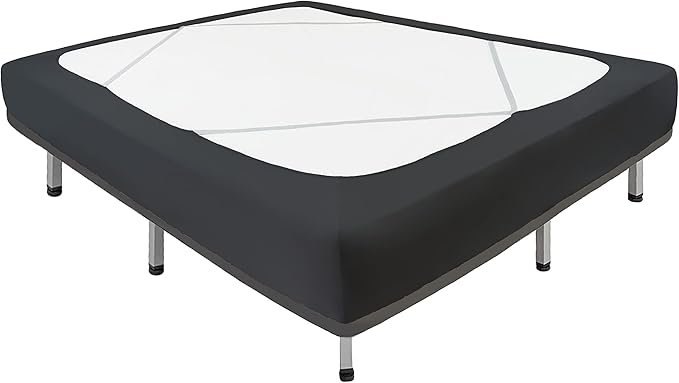 Biscaynebay Decorative Box Spring Cover Twin & Twin XL Size, Black Luxurious Jersey Knitting Stretchy Wrap Around 4 Sides Bed Skirt for Home/Hotels, Easy Fit Wrinkle Free Machine Washable