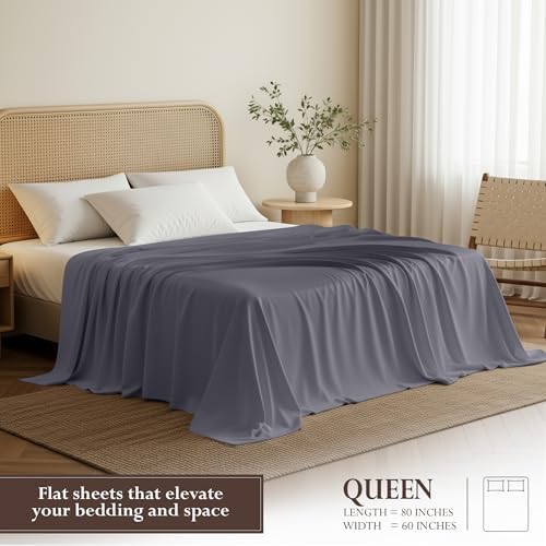 Queen Size Flat Sheet Only, Ultra Soft & Breathable Hotel Sheets - Image 2