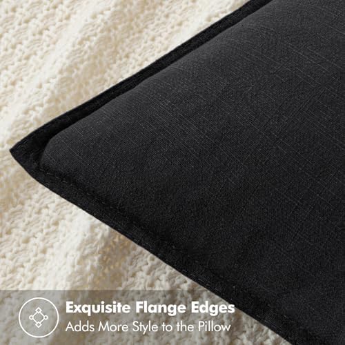 MIULEE Decorative Linen Pillow Covers 20x20 Inch Black - Image 2