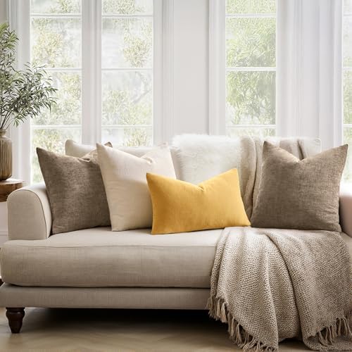 MIULEE Gold Chenille Couch Lumbar Throw Pillow Covers - Image 3