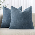 MIULEE Textured Chenille Throw Pillow Covers 20x20 Inch Dark Grey Blue by MIULEE