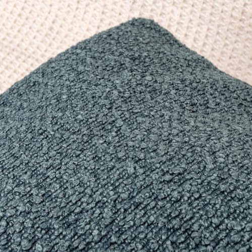 JoraLion 14x36 Boucle Lumbar Pillow Cover, Dusty Blue Woven Texture Neutral - Image 7