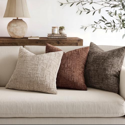 MIULEE Chenille Textured Fall Throw Pillow Covers Brown 18x18 Set of 2 - Image 4