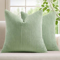 Mecatny Corduroy Decorative Throw Pillow Covers 16x16 Set of 2 Sage Green by Mecatny