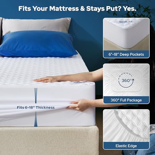 BEDLORE 2 Pack Waterproof Mattress Protector, Cal King Size Mattress Pad - Image 4