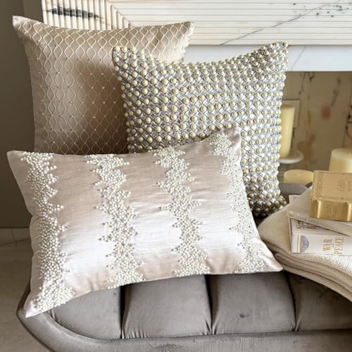 Ivory Decorative Lumbar Pillow Cover 12" x 18" | Pack of 2 Satin Oblong Cushion - Image 4